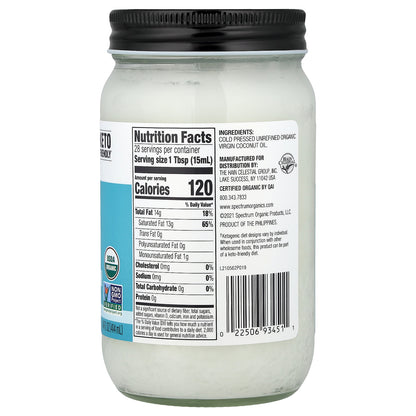 Spectrum Culinary, Organic Virgin Coconut Oil, Unrefined, 14 fl oz (414 ml)