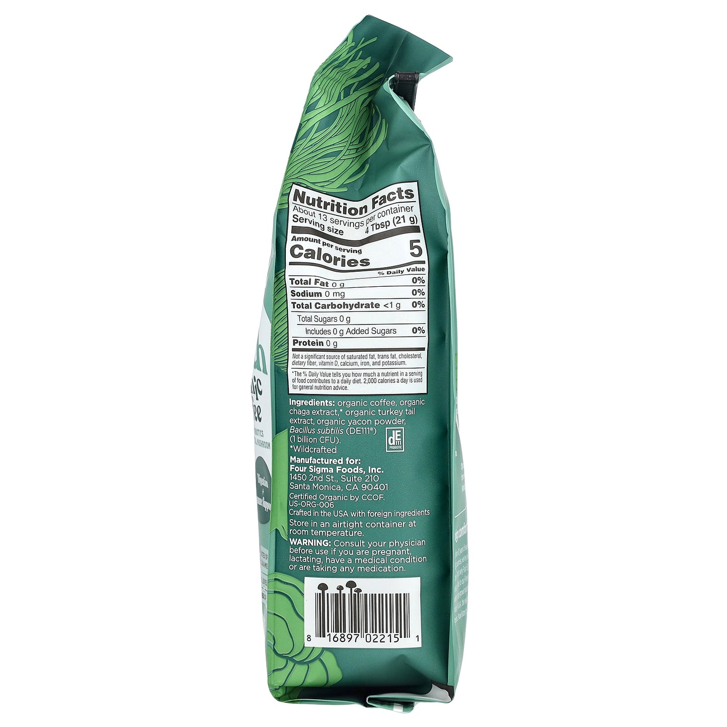 Four Sigmatic, Gut Health, Organic Coffee with Probiotics and Turkey Tail Mushroom, Ground, Medium Roast, 10 oz (283 g)