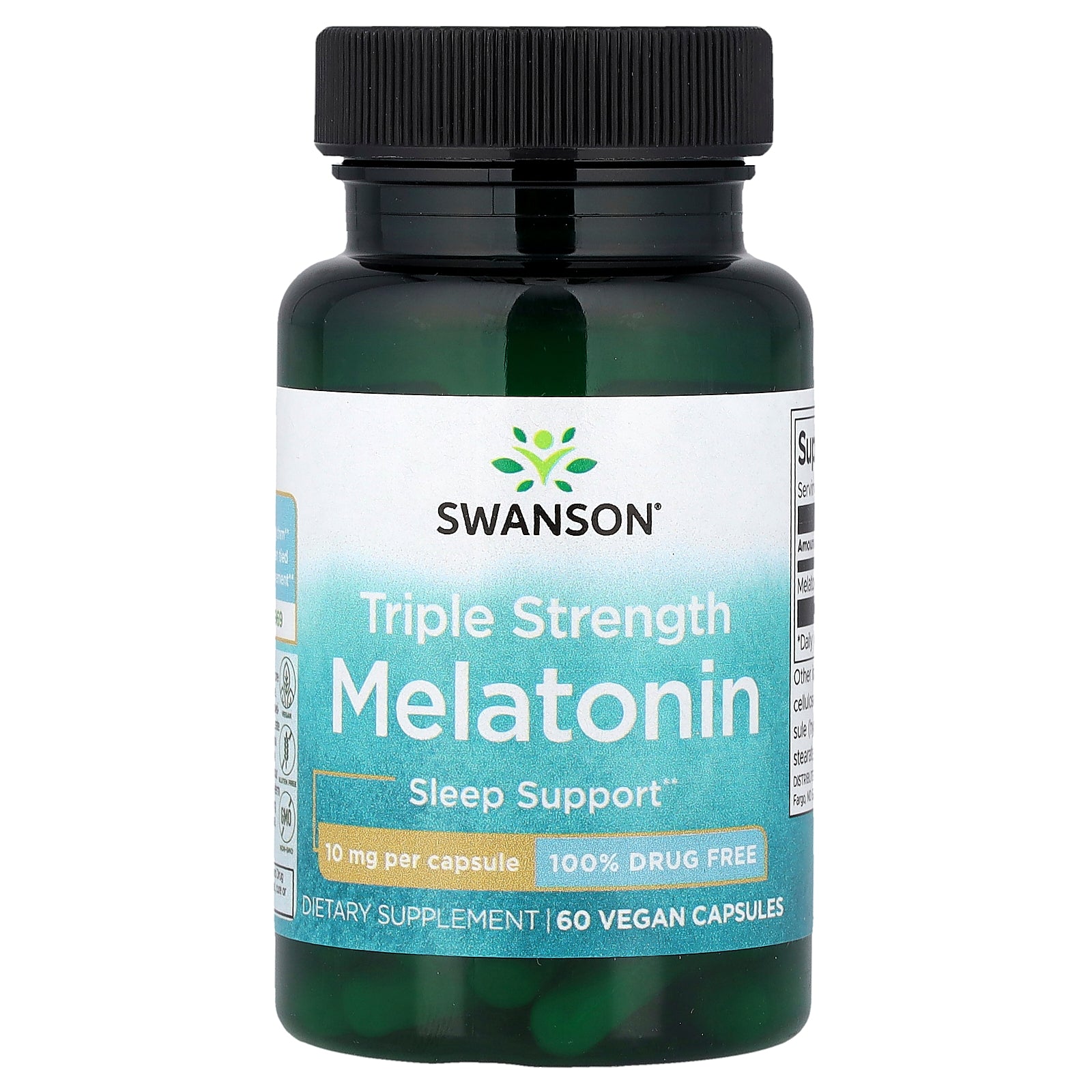 Swanson, Melatonin, Triple Strength, 10 mg, 60 Vegan Capsules
