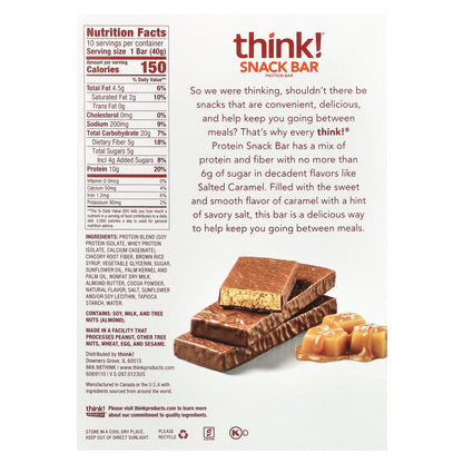 Think !, Protein Snack Bar, Salted Caramel, 10 Bars, 1.41 oz (40 g) Each