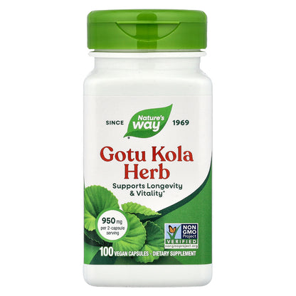 Nature's Way, Gotu Kola Herb, 100 Vegan Capsules (475 mg per Capsule)