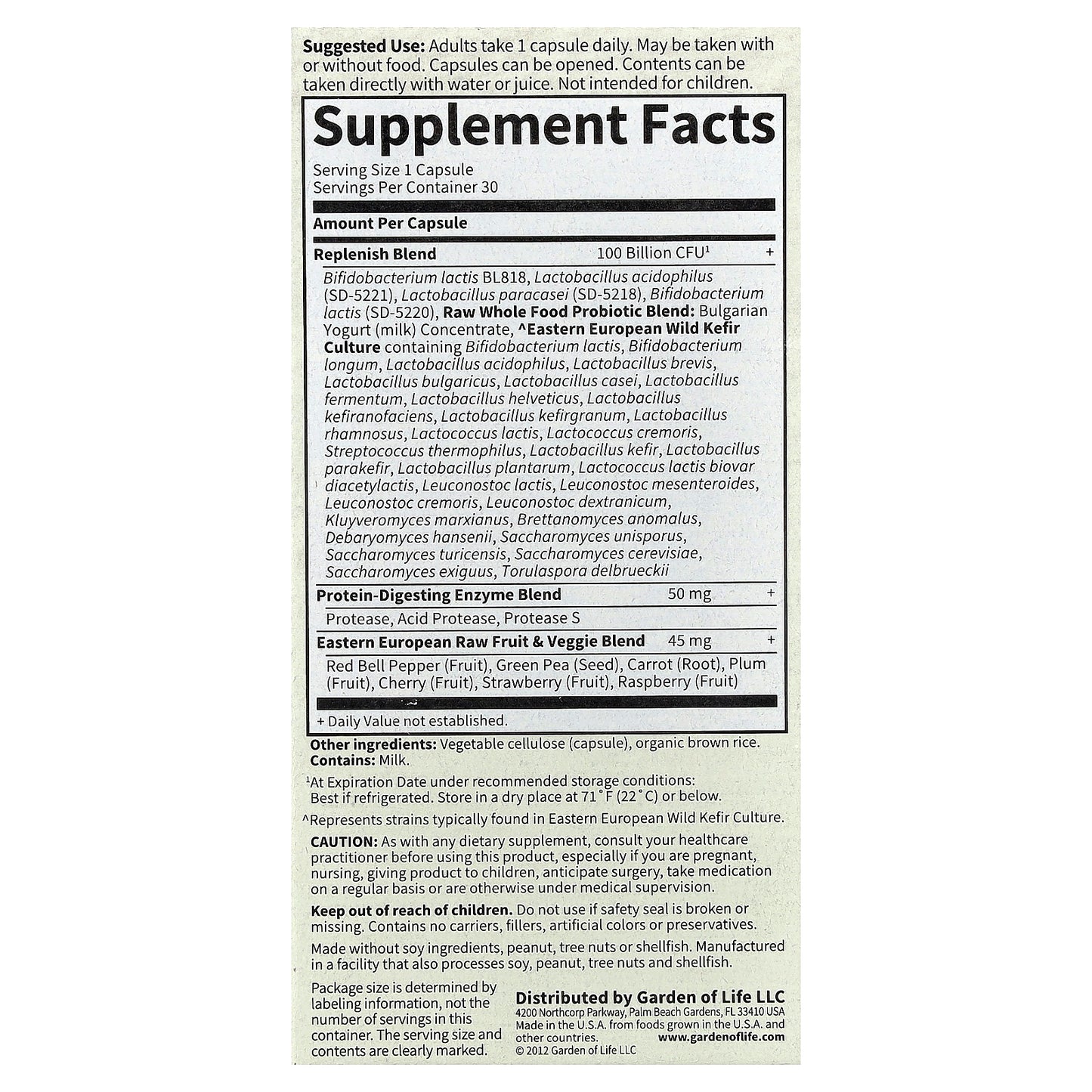 Garden of Life, RAW Probiotics, Ultimate Care, 30 Vegetarian Capsules