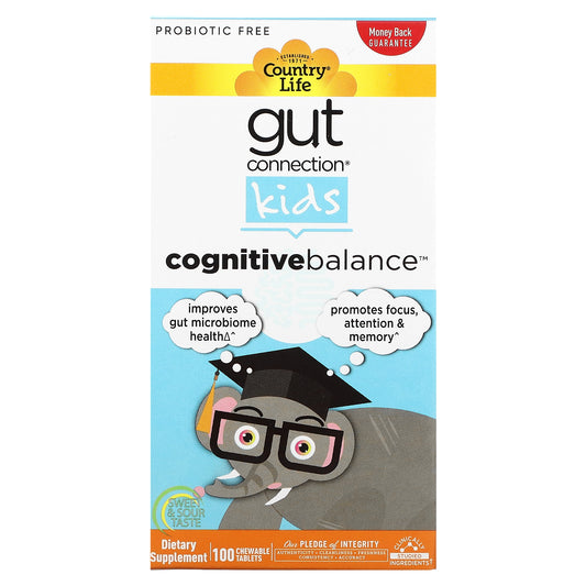 Country Life, Gut Connection Kids, Cognitive Balance, Sweet & Sour, 100 Chewable Tablets