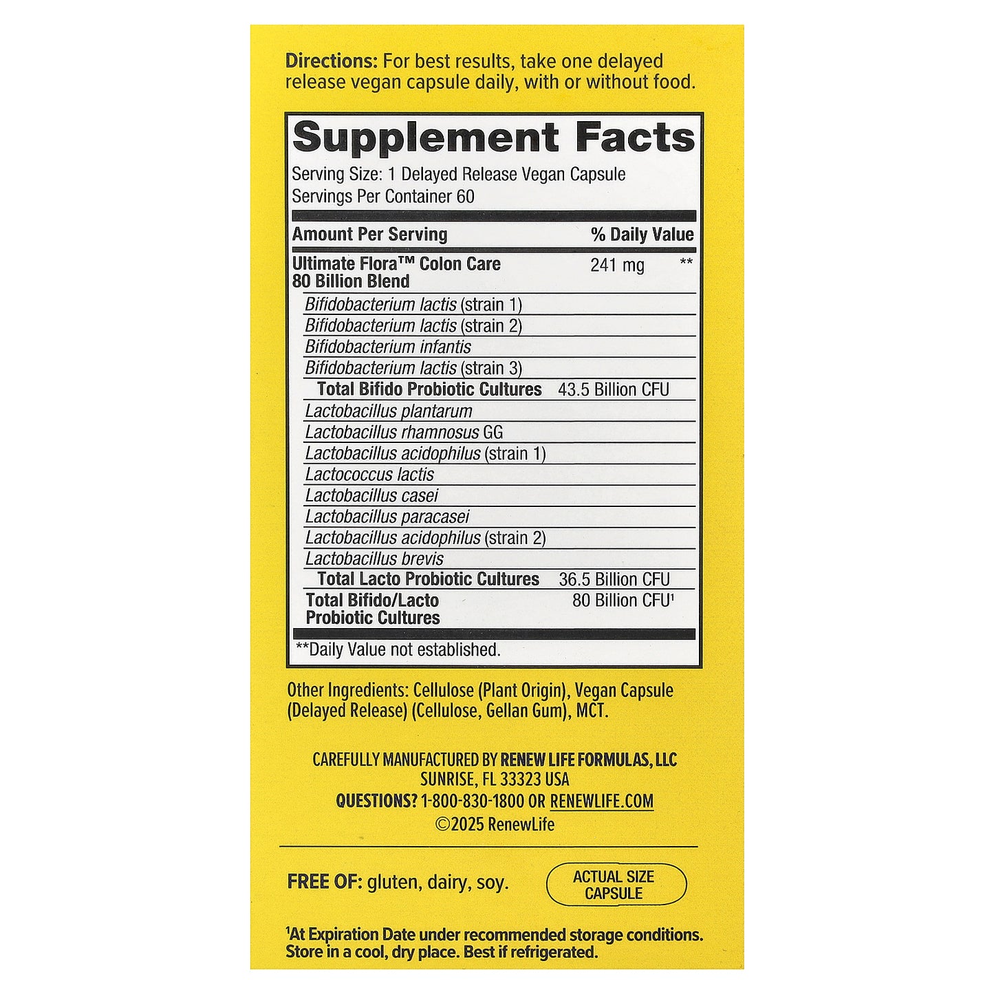 Renew Life, Colon Care Ultimate Flora™ Probiotic, 60 Delayed Release Vegan Capsules