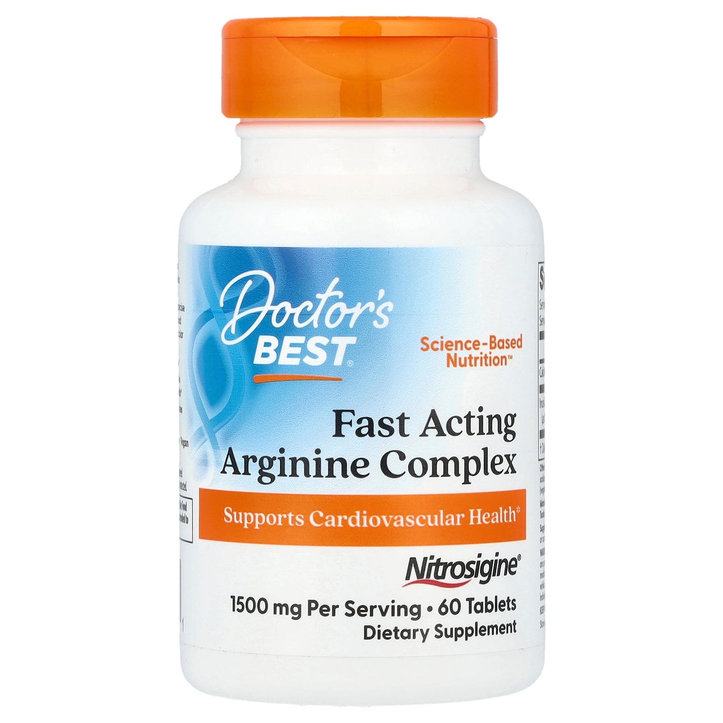 Doctor's Best, Fast Acting Arginine Complex , 1,500 mg, 60 Tablets (750 mg Per Tablet)