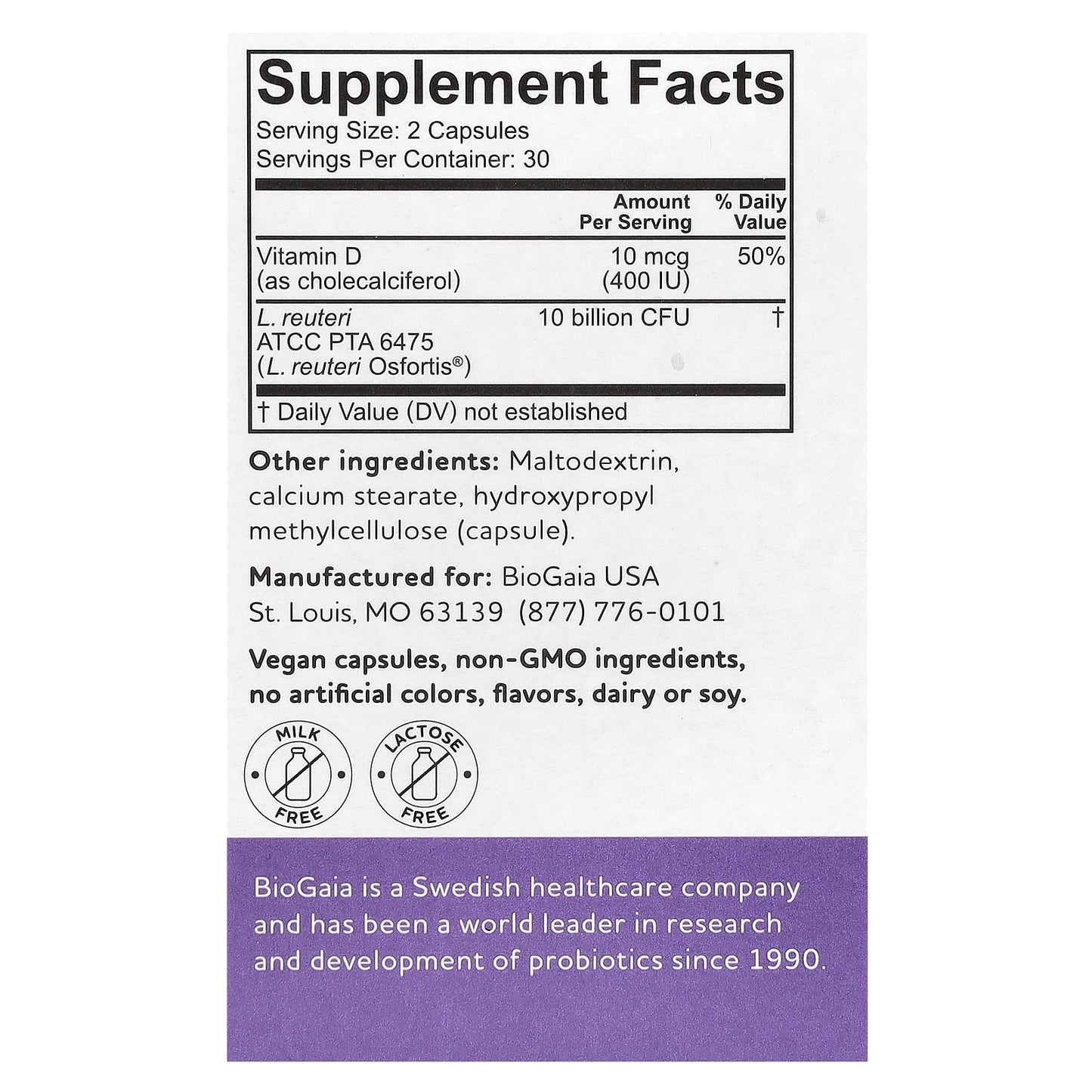 BioGaia, Osfortis with Vitamin D, 60 Probiotic Capsules