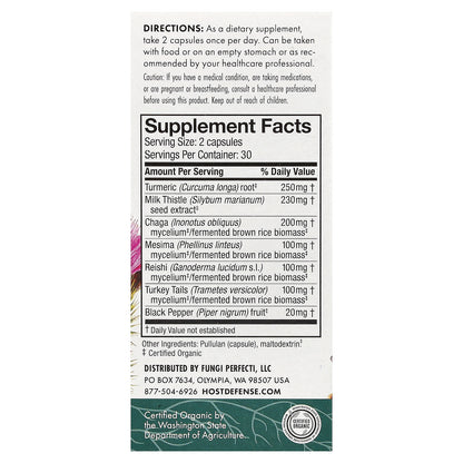 Host Defense, Mushrooms™, MycoBotanicals®, Liver, 60 Capsules