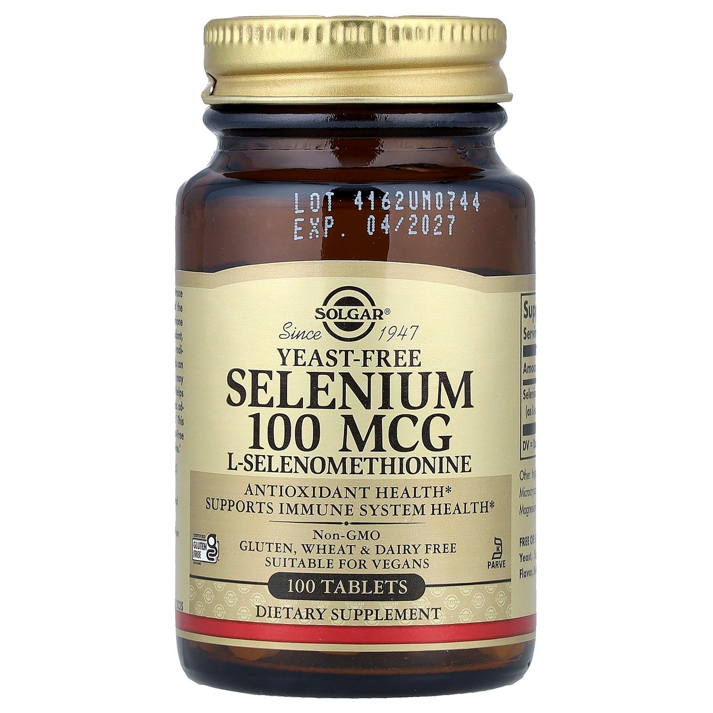 Solgar, Selenium, Yeast-Free, 100 mcg, 100 Tablets