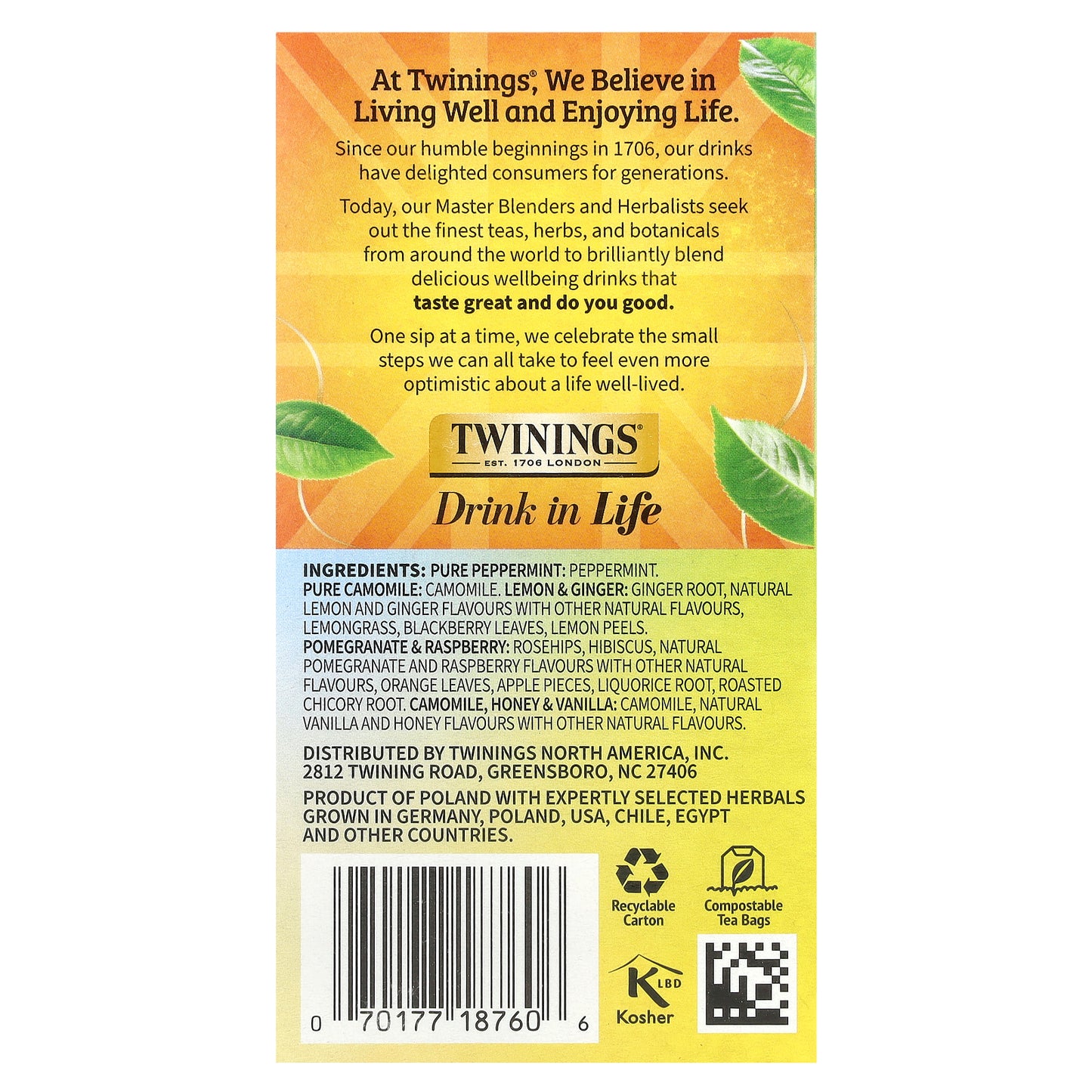 Twinings, Herbal Tea Variety Pack, Caffeine Free, 20 Tea Bags, 1.21 oz (34 g)