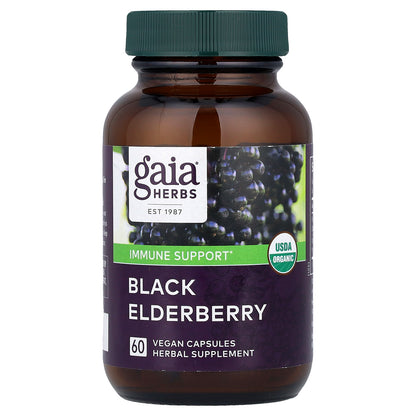 Gaia Herbs, Black Elderberry, 60 Vegan Capsules