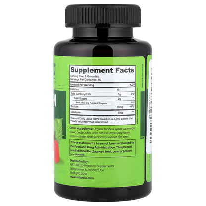 NATURELO, Melatonin Gummies, Strawberry, 90 Vegan Gummies (2.5 mg per Gummy)