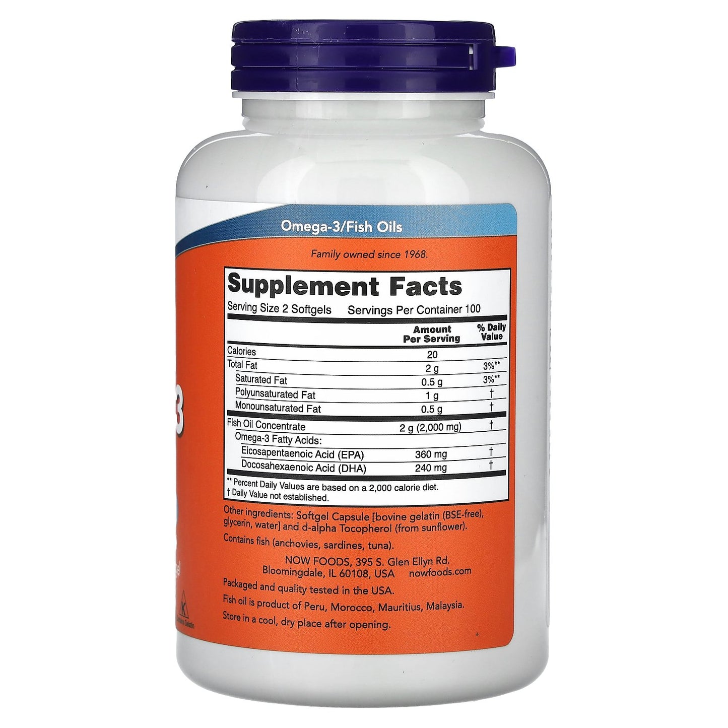NOW Foods, Omega-3 Fish Oil, 200 Softgels