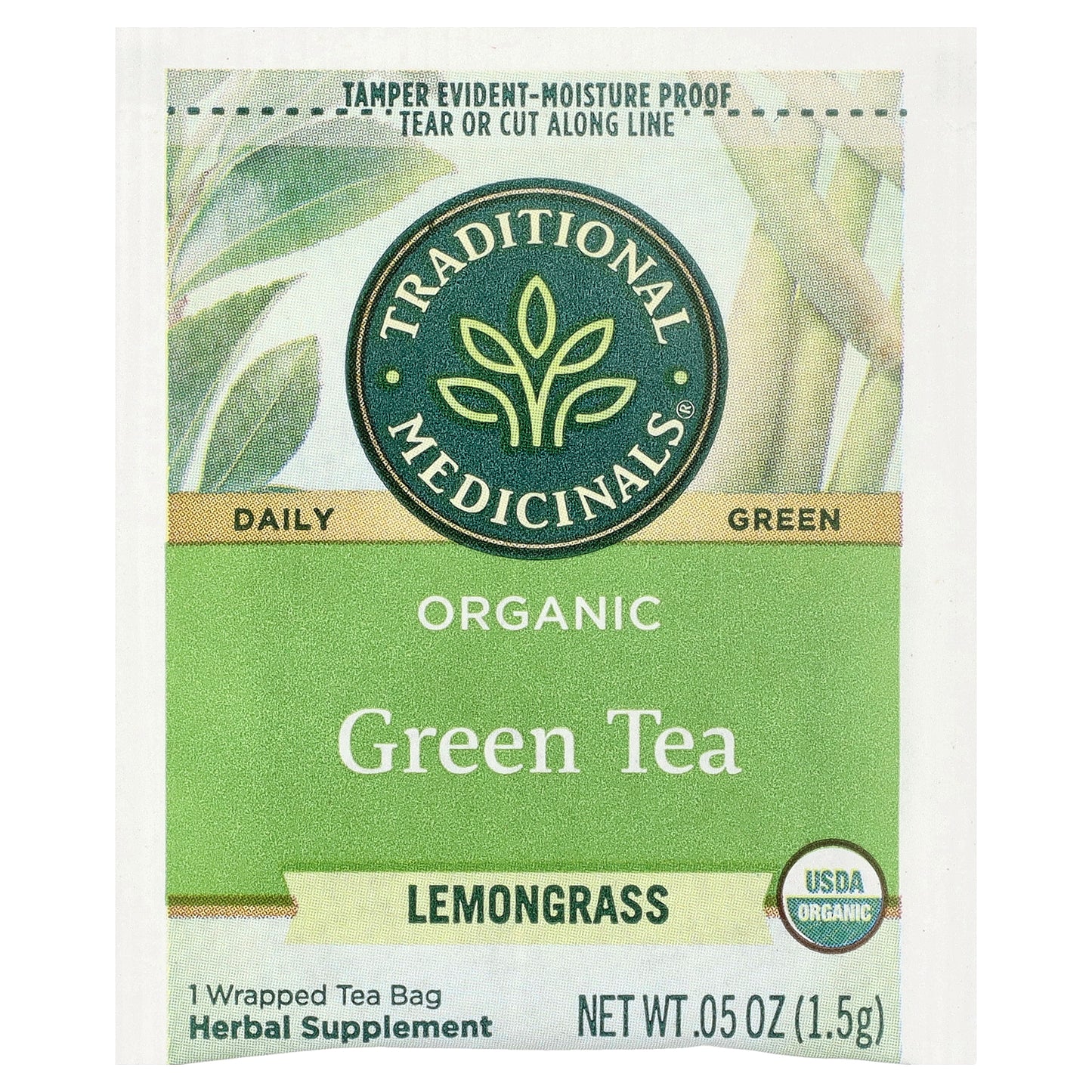 Traditional Medicinals, Organic Green Tea, Lemongrass, 16 Wrapped Tea Bags, 0.85 oz (24 g)