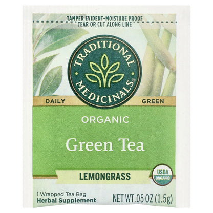 Traditional Medicinals, Organic Green Tea, Lemongrass, 16 Wrapped Tea Bags, 0.85 oz (24 g)