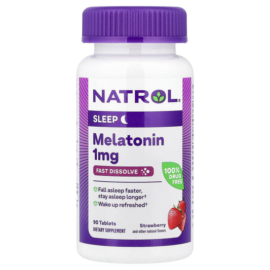 Natrol, Melatonin, Fast Dissolve, Strawberry, 1 mg, 90 Tablets