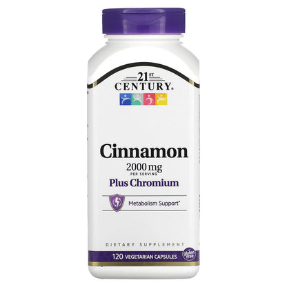 21st Century, Cinnamon Plus Chromium, 2,000 mg, 120 Vegetarian Capsules (500 mg per Capsule)