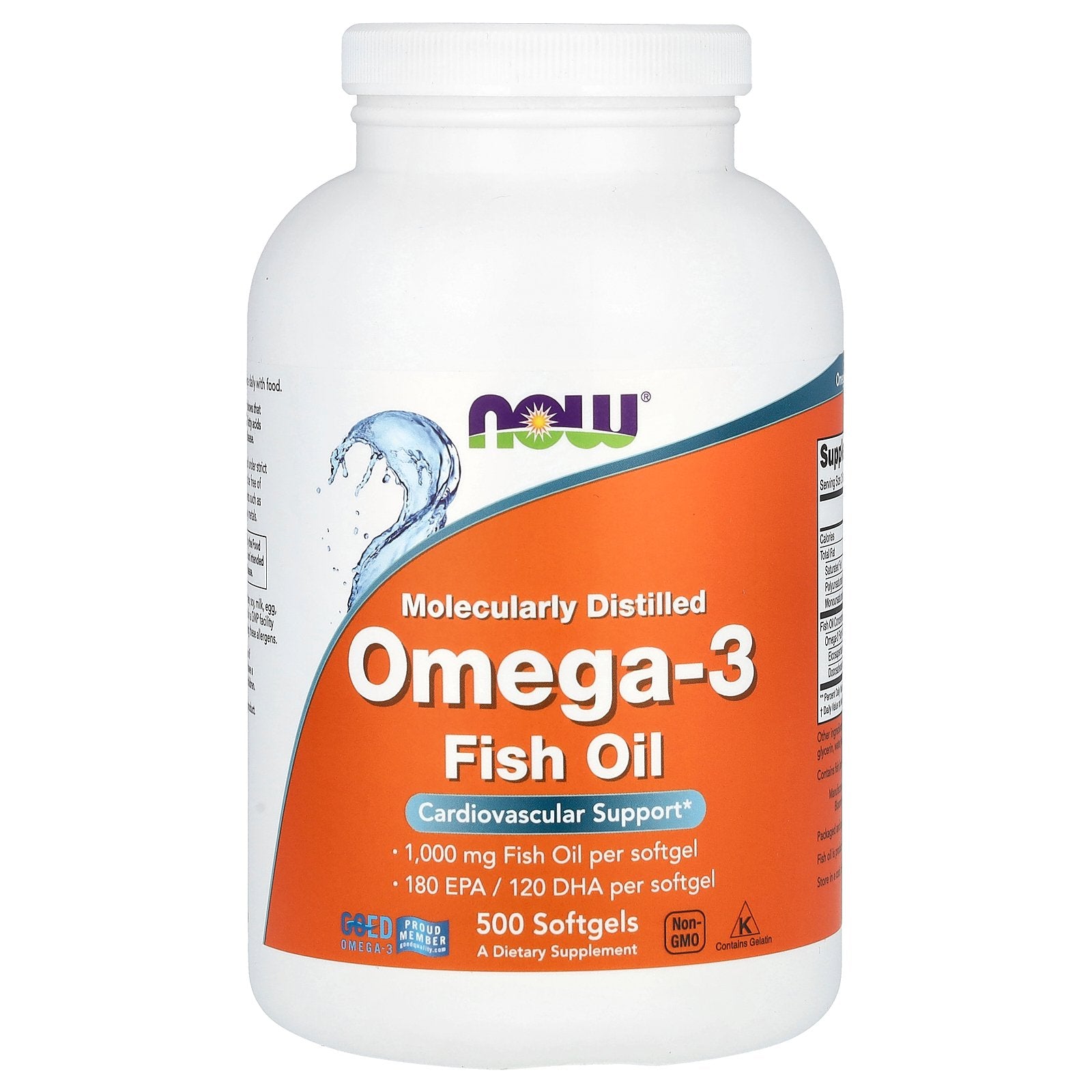 NOW Foods, Omega-3 Fish Oil, 1,000 mg, 500 Softgels
