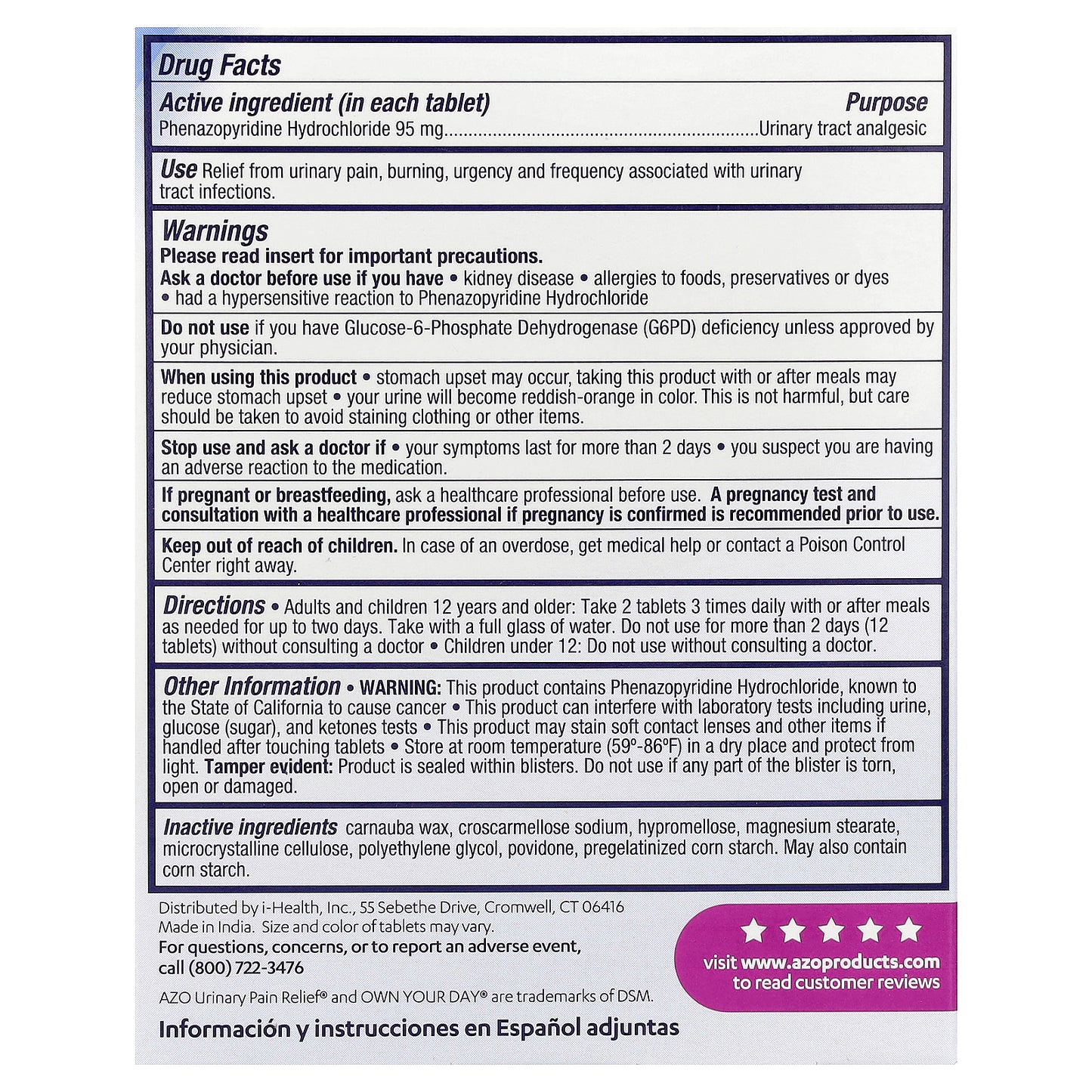 AZO, Urinary Pain Relief®, 95 mg , 30 Tablets