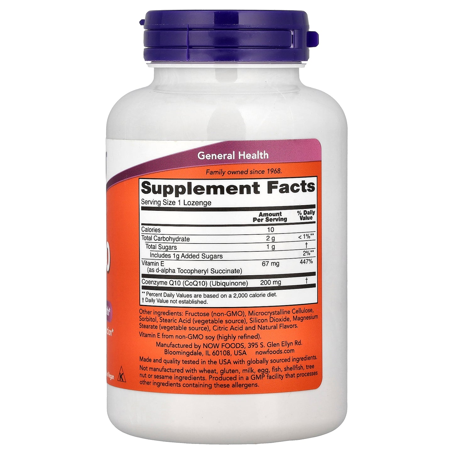 NOW Foods, Chewable CoQ10 With Vitamin E, Orange, 90 Lozenges