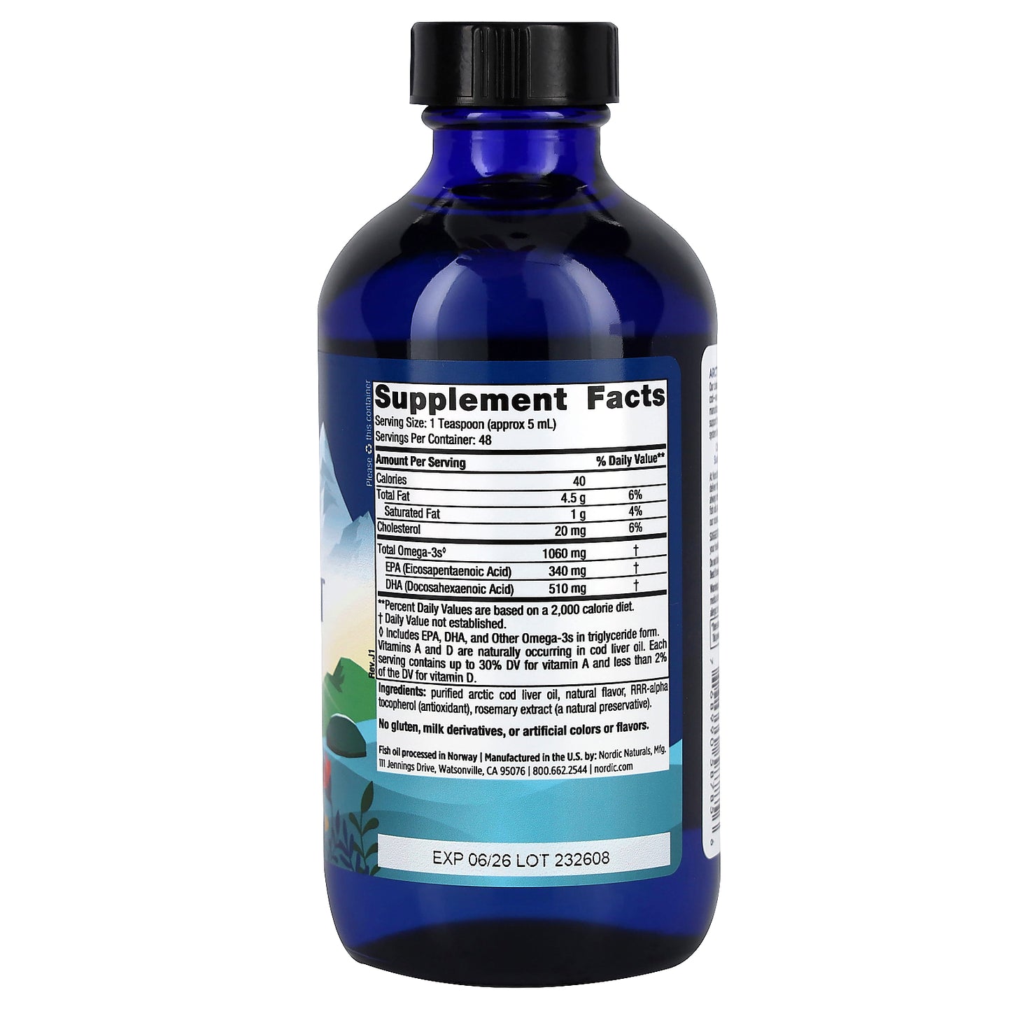 Nordic Naturals, Arctic Cod Liver Oil, Lemon, 8 fl oz (237 ml)