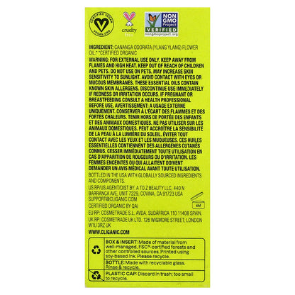 Cliganic, Drop of Good Vibes™, Organic Essential Oil, Ylang Ylang, 0.34 fl oz (10 ml)