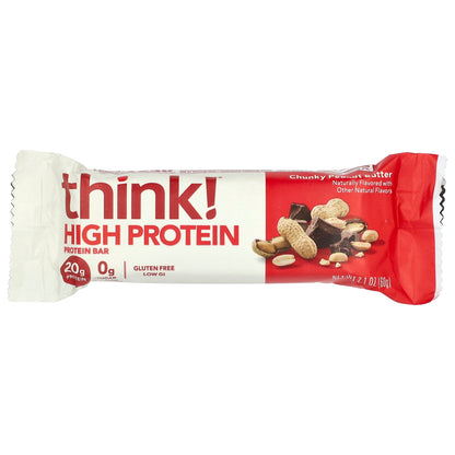 Think !, High Protein Bars, Chunky Peanut Butter, 10 Bars, 2.1 oz (60 g) Each