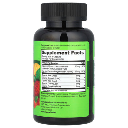 NATURELO, Iron With Vitamin C, 90 Vegetarian Capsules