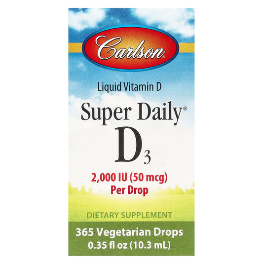 Carlson, Super Daily® D3, 50 mcg (2,000 IU), 0.35 fl oz (10.3 ml)