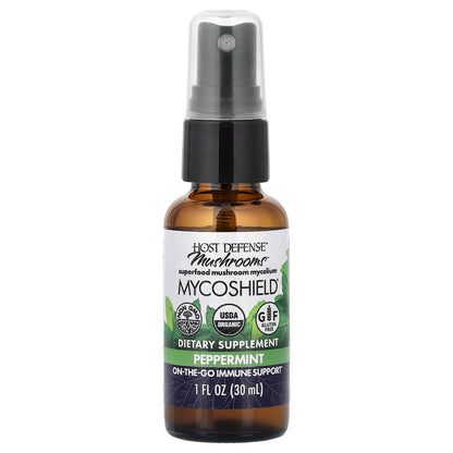 Host Defense, Mushrooms, MycoShield® Spray, Peppermint, 1 fl oz (30 ml)