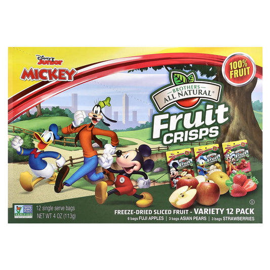 Brothers-All-Natural, Disney Junior, Fruit Crisps, Variety Pack, 12 Single Serve Bags, 4 oz (113 g)