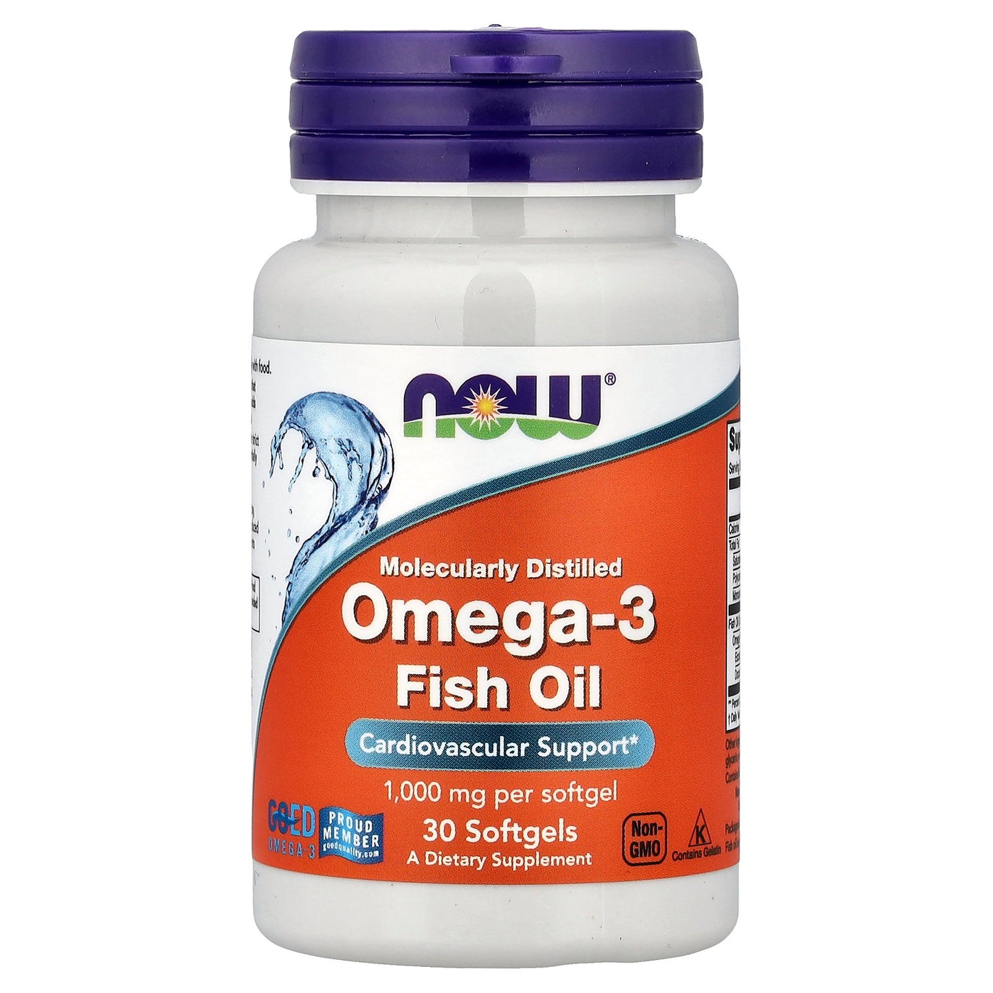 NOW Foods, Omega-3 Fish Oil, 30 Softgels (1 g per Softgel)