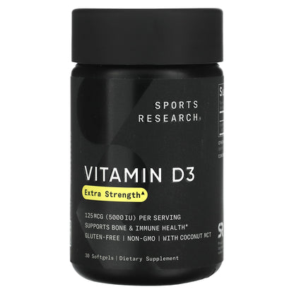 Sports Research, Vitamin D3, 125 mcg (5,000 IU), 30 Softgels