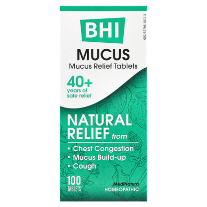 MediNatura, BHI, Mucus Relief, 100 Tablets