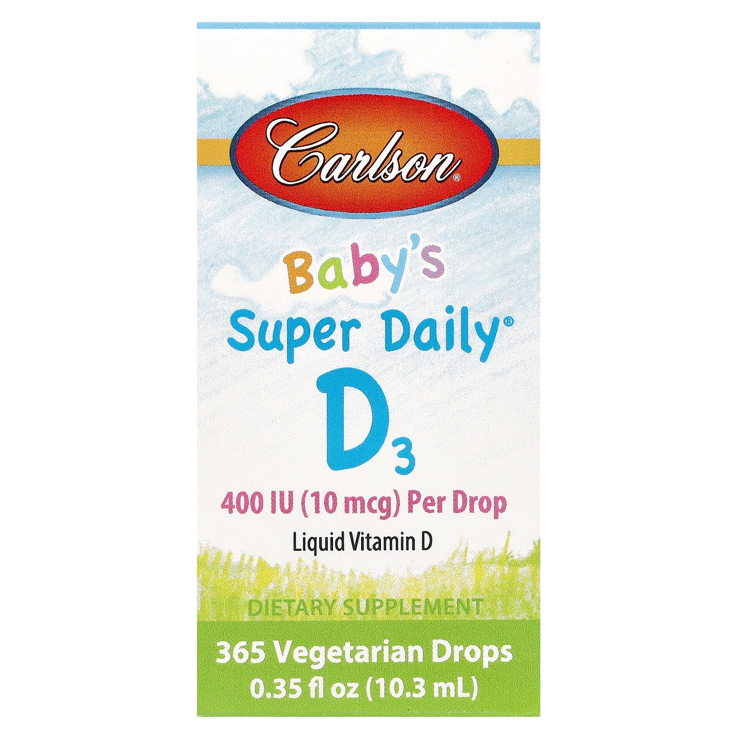 Carlson, Baby's Super Daily® D3, 10 mcg (400 IU), 0.35 fl oz (10.3 ml)