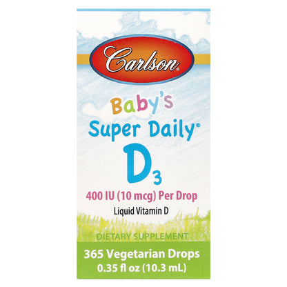 Carlson, Baby's Super Daily® D3, 10 mcg (400 IU), 0.35 fl oz (10.3 ml)