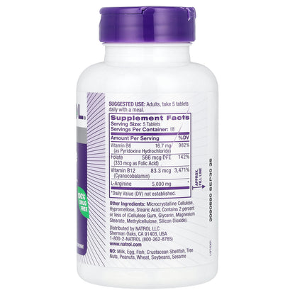 Natrol, L-Arginine, 5,000 mg, 90 Tablets (1,000 mg Per Tablet)