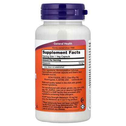 NOW Foods, Melatonin, 10 mg, 100 Veg Capsules