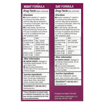 Nature's Way, Umcka®, Cold Relief Hot Drink, Day + Night, Ages 6+, Lemon, Honey-Lemon, 12 Packets, 0.17 oz (5 g) Each