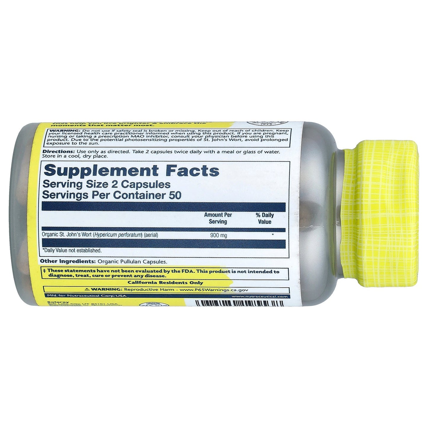 Solaray, Organic St. John's Wort, 100 Capsules (450 mg per Capsule)