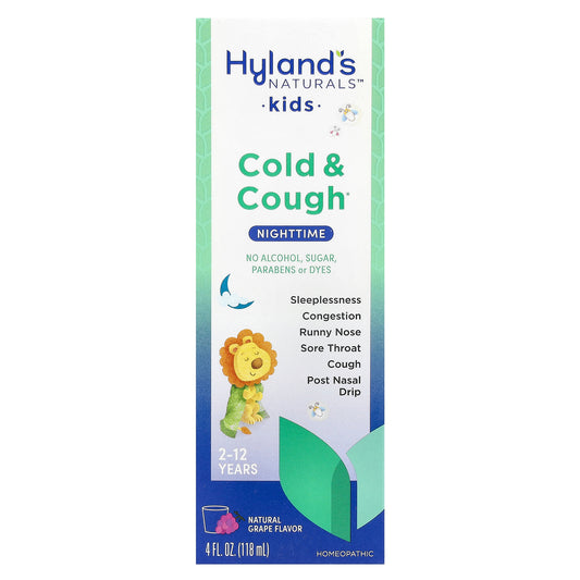 Hyland's Naturals, Kids, Cold & Cough Nighttime, 2-12 Years, Natural Grape, 4 fl oz (118 ml)