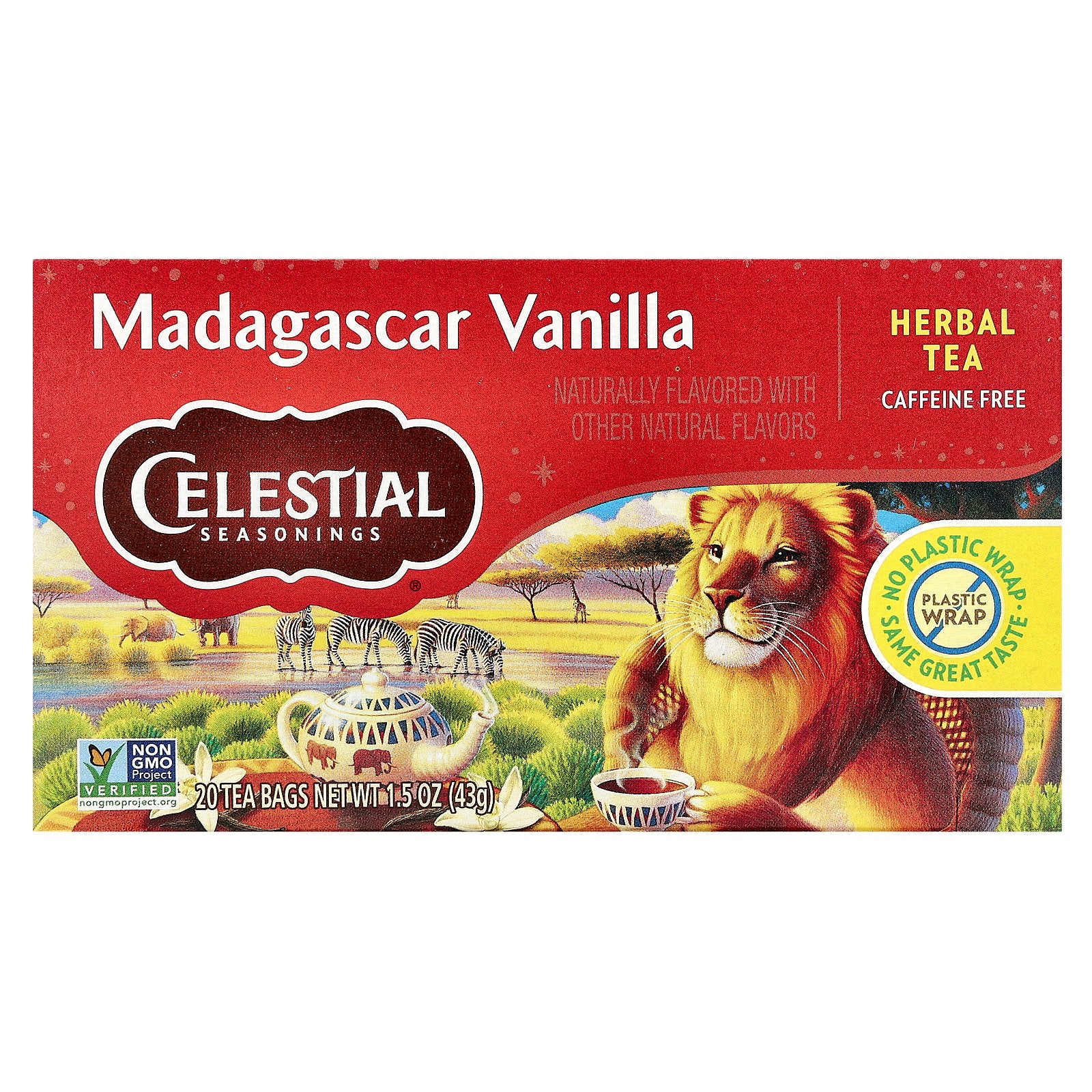 Celestial Seasonings, Herbal Tea, Madagascar Vanilla, Caffeine Free, 20 Tea Bags, 1.5 oz (43 g)