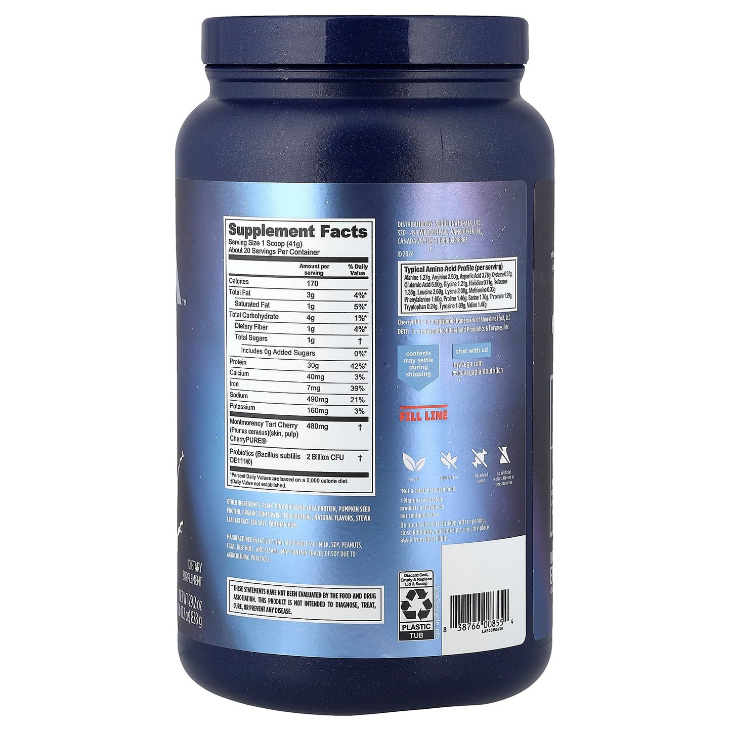 Vega, Performance, Protein + Recovery, Creamy Vanilla, 1 lb 13.2 oz (828 g)