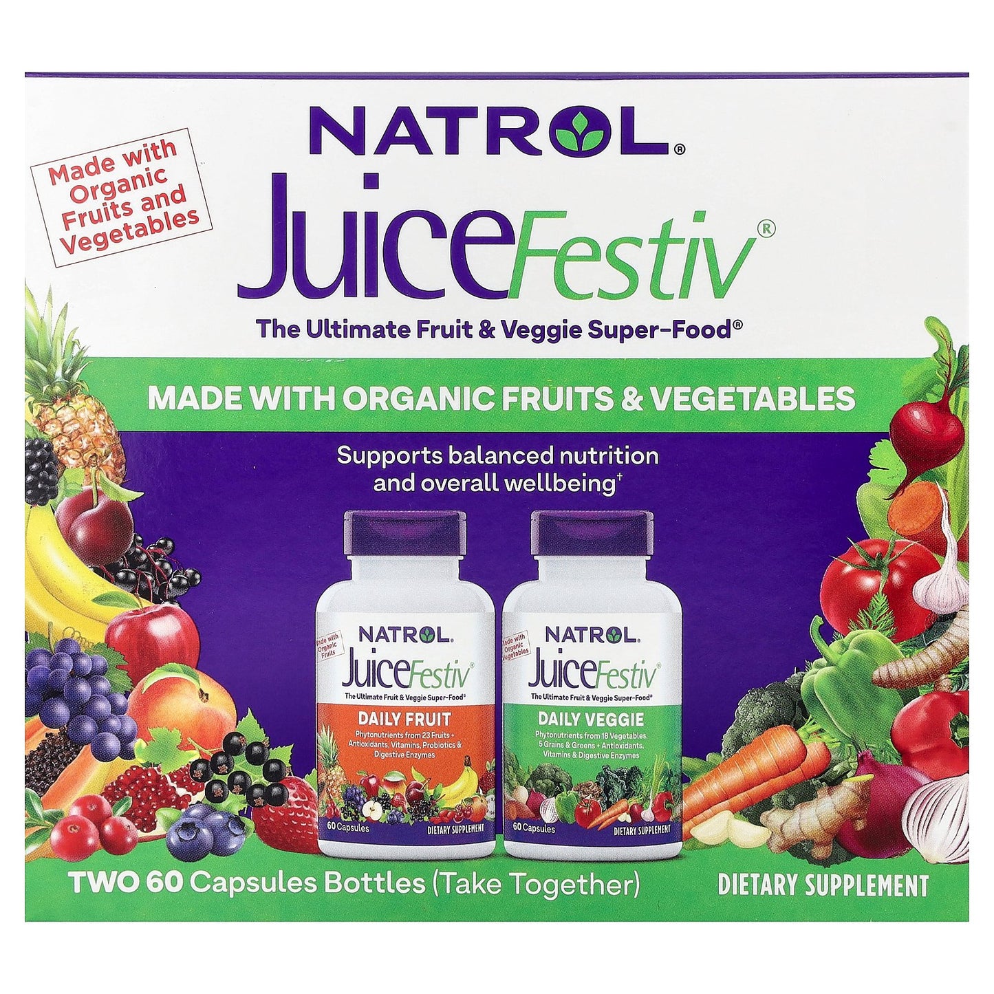 Natrol, JuiceFestiv®, 2 Bottles, 60 Capsules Each