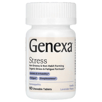 Genexa, Stress, Organic Stress & Fatigue Formula, Vanilla & Lavender, 60 Chewable Tablets