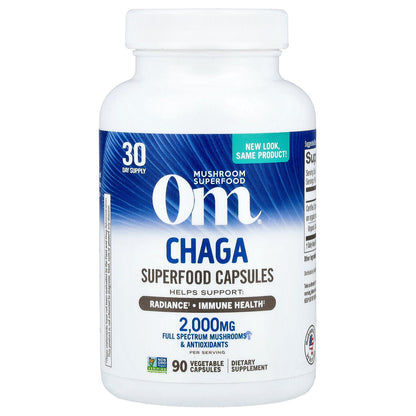 Om Mushrooms, Chaga, 90 Vegetable Capsules (666 mg per Capsule )