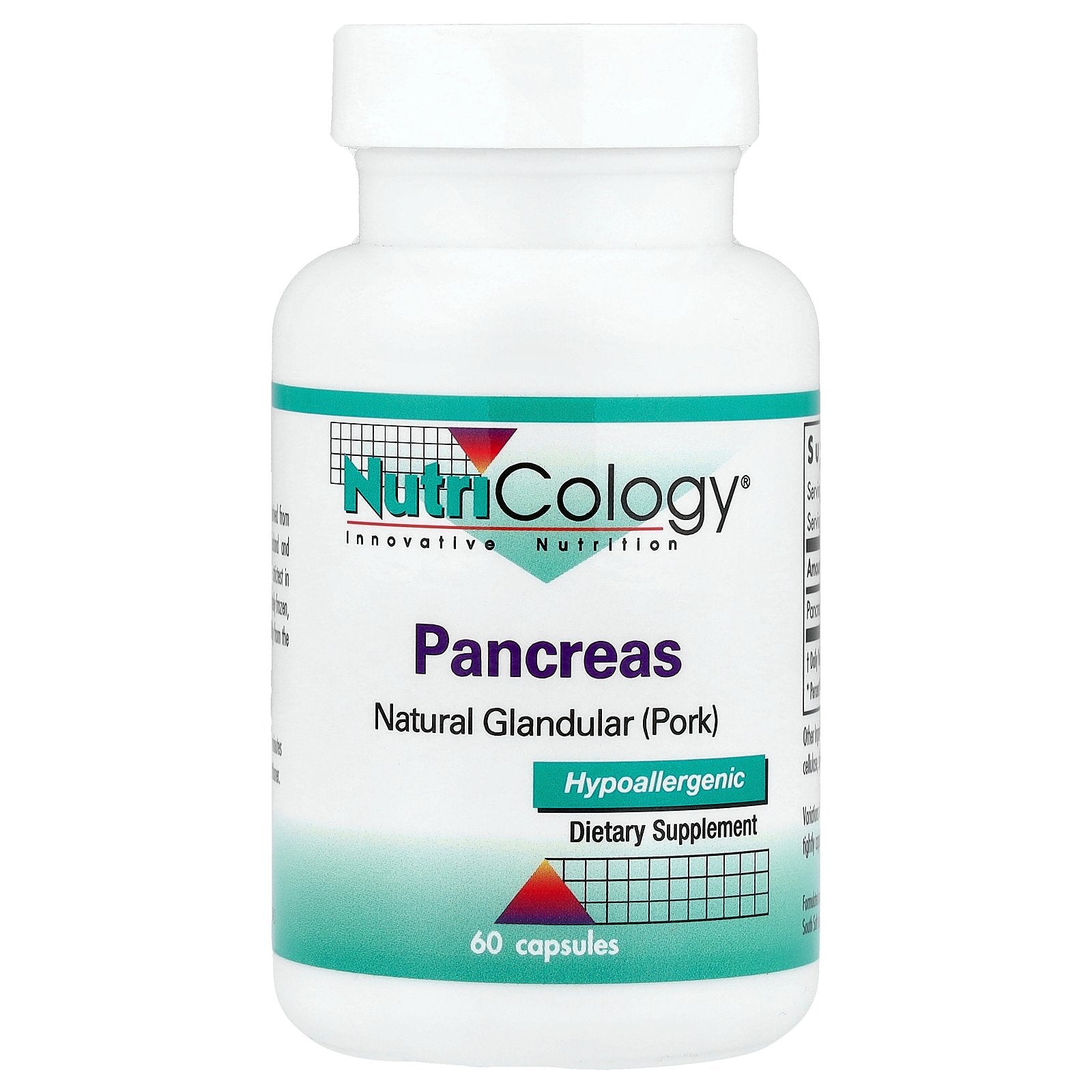 Nutricology, Pancreas, Natural Glandular (Pork), 60 Capsules (425 mg Per capsule)