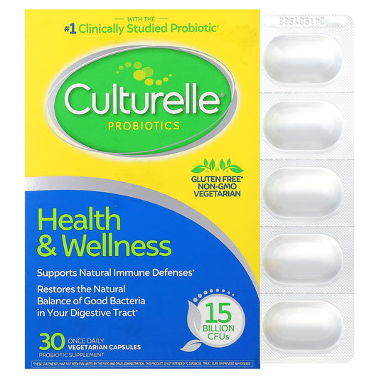 Culturelle, Probiotics, Health & Wellness, 50 mg (15 Billion CFUs), 30 Vegetarian Capsules