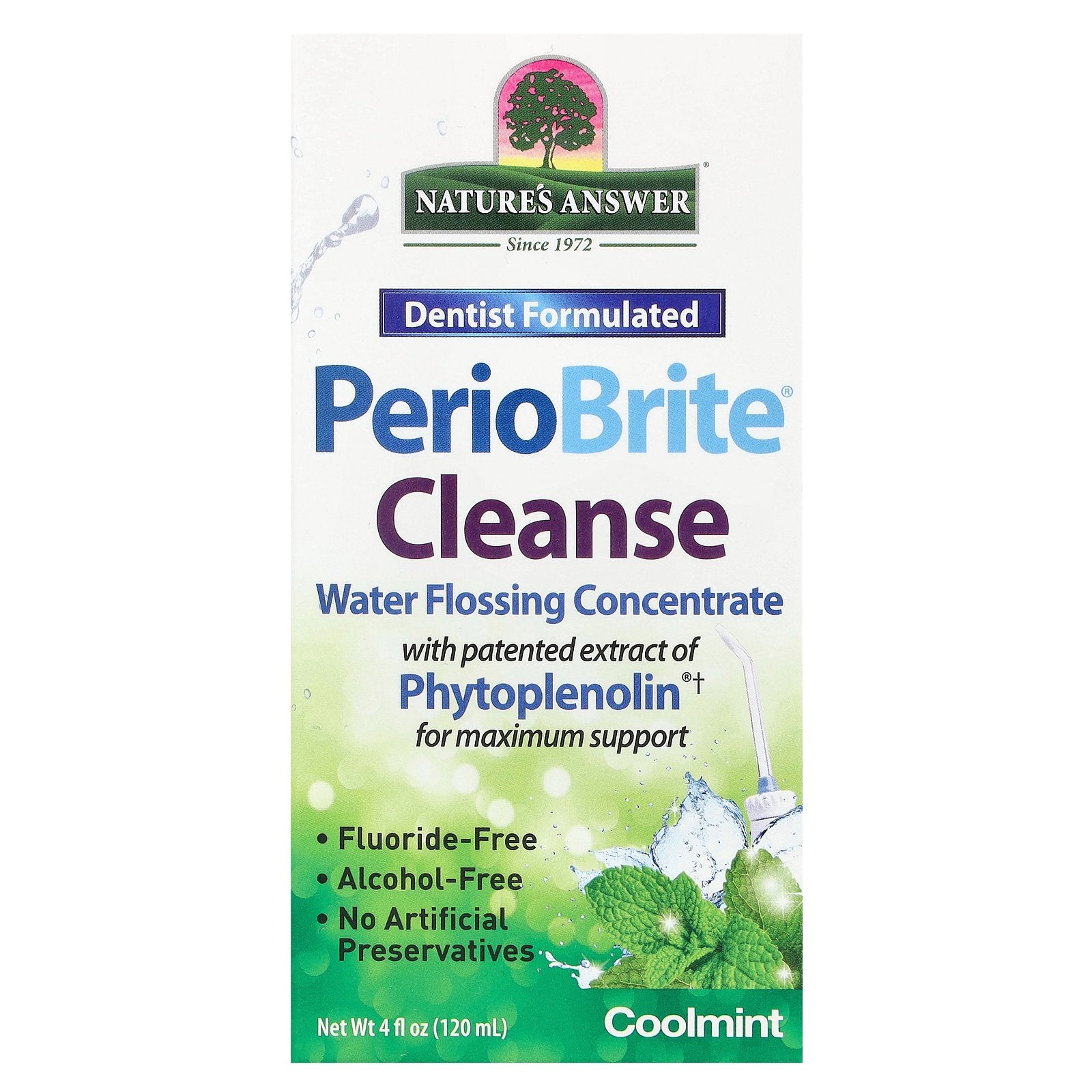 Nature's Answer, PerioBrite® Cleanse, Water Flossing Concentrate, Cool Mint, 4 fl oz (120 ml)