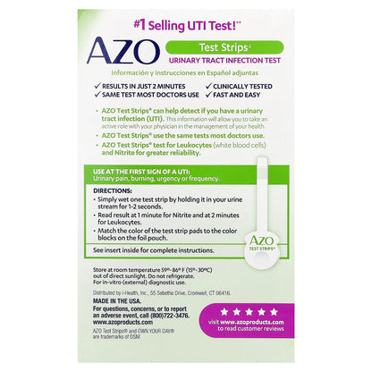 AZO, Test Strips®, Urinary Tract Infection Test, 3 Self-Testing Strips