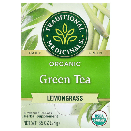 Traditional Medicinals, Organic Green Tea, Lemongrass, 16 Wrapped Tea Bags, 0.85 oz (24 g)